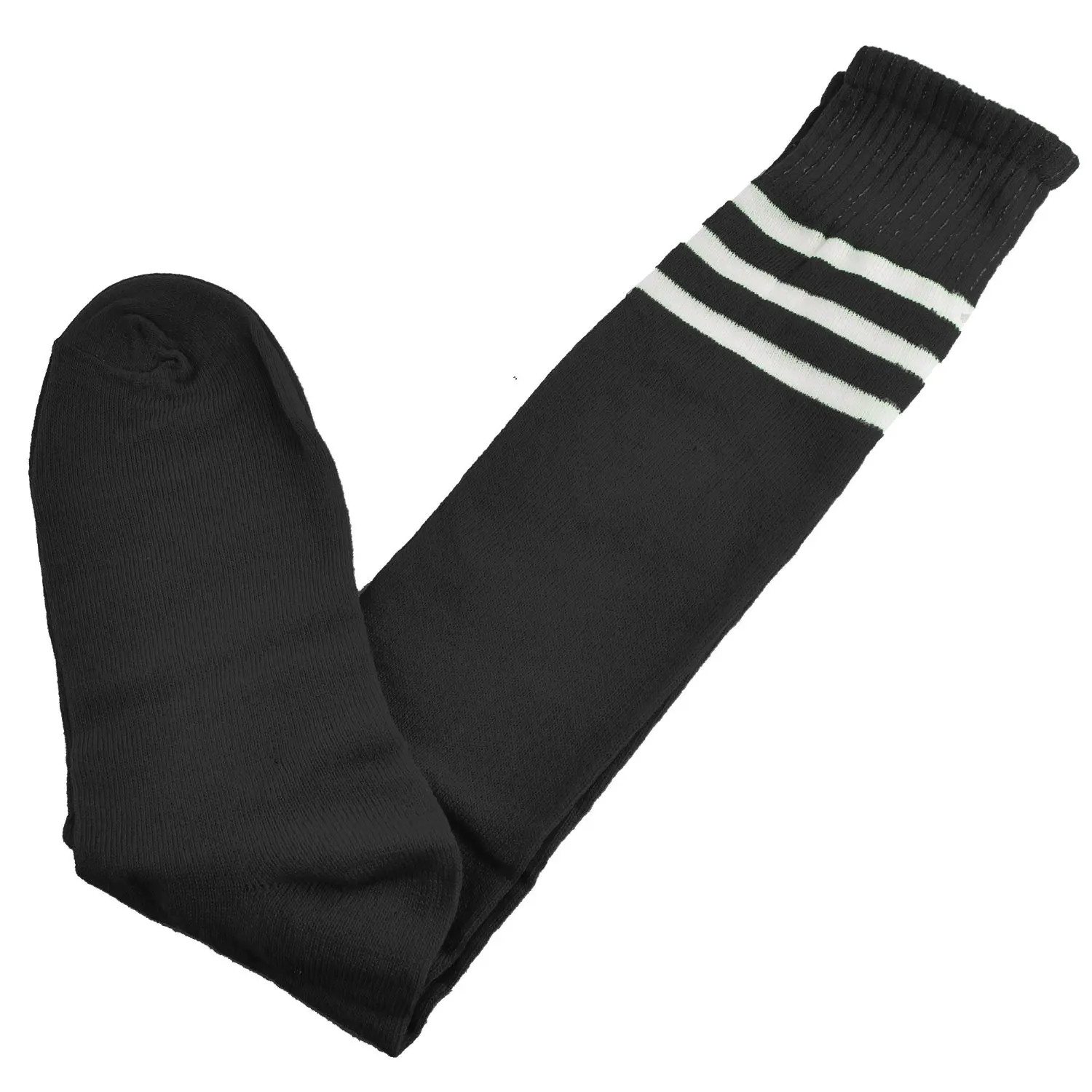 Old School White Stripe on Black Knee High Tube Sock / Great for or Any