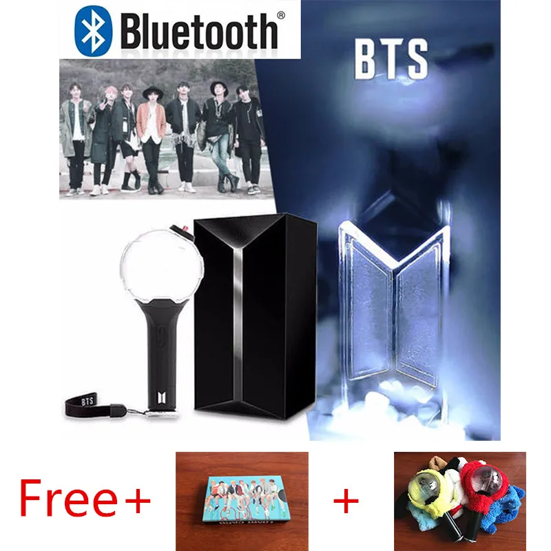 

KPOP Bangtan Boys Bomb Light Stick Official Ver.3 With Bluetooth Original Lightstick Free Gift Cover LOMO Card