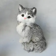 Милая Серая кошка полиэтилена и мех реальной жизни игрушка Кот модель полярного медведя подарок около 21x16 см b0176