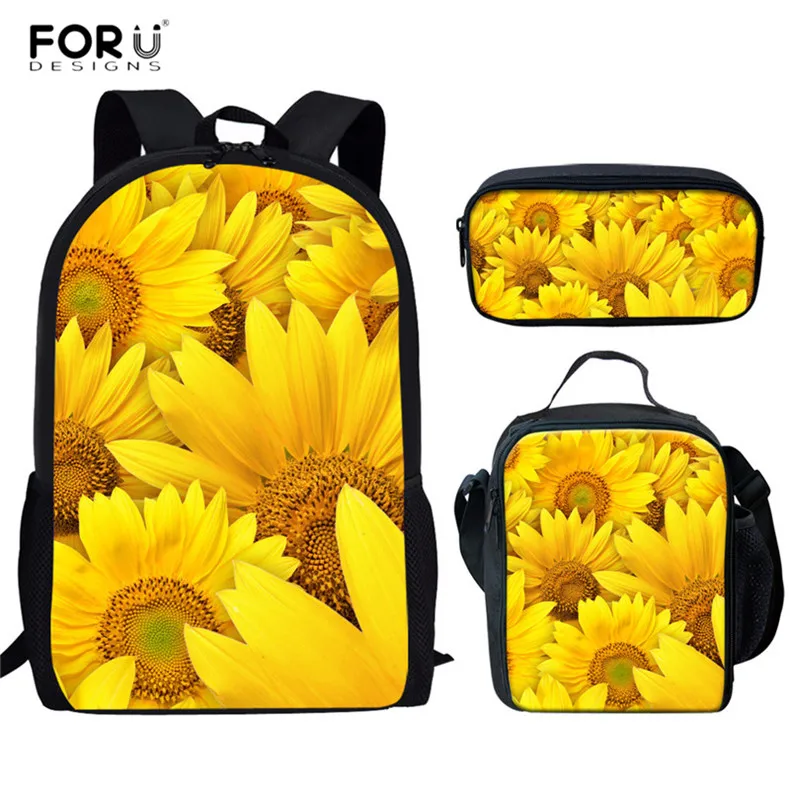 FORUDESIGNS Sunflower Floral 3D Print Fashion School Bags Teen Girls Durable Shoulder Backpacks Laptop Bagpack for Kids Daypacks - Цвет: HXA601CGK