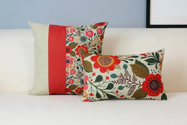 Beautiful floral garden Pillows American country style Cushions For Sofas Red cute Decorative Pillows wholesale Beautiful floral garden Pillows American country style Cushions For Sofas Red cute Decorative Pillows wholesale