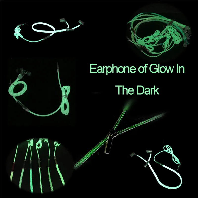 

New Luminous Earphones Metal Fashion Sports Earphone Glow in the Dark Headset Light with Mic for Xiaomi Mobile Phone 6 7 Samsung