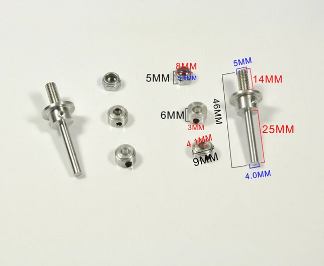 

1 set of Airplane Wheel Accessories Axles Wheel Adapter Tapping hexagonal nut M5 Hole Size 4*L40.5MM L46mm