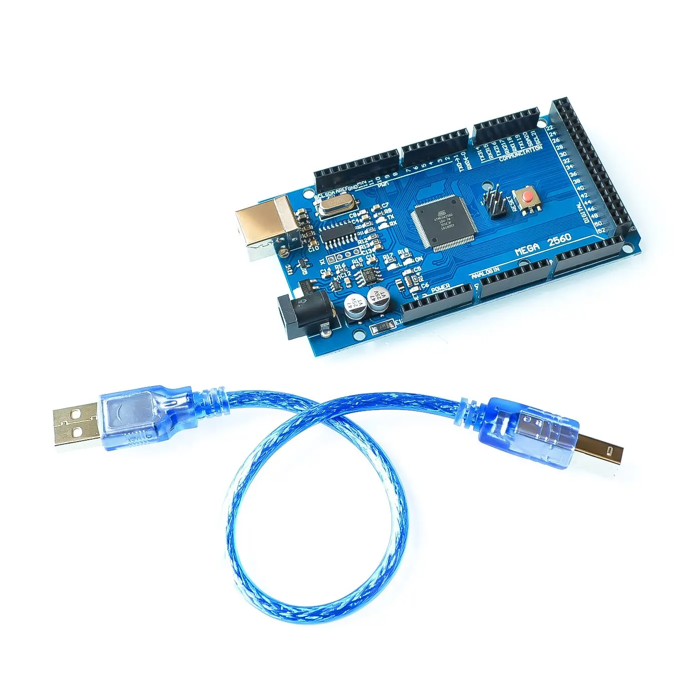

Free shiping !!! 10sets Mega 2560 R3 Mega2560 REV3 ATmega2560-16AU Board + USB Cable compatible for arduino