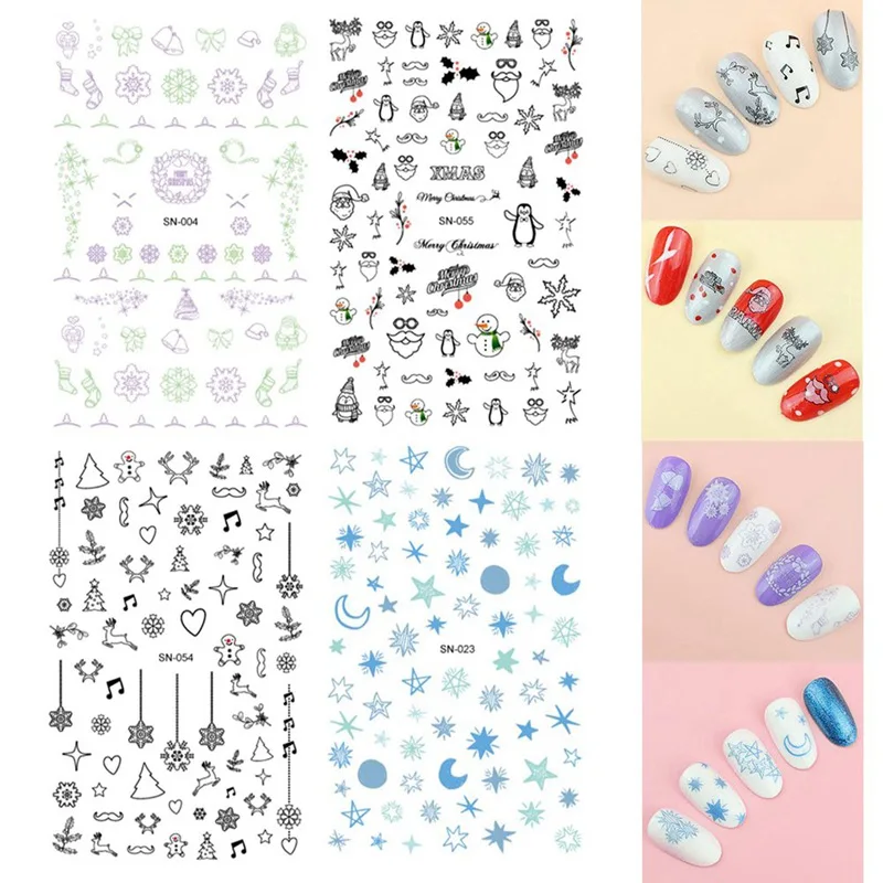 

Luminous Series New 2018 Nail Art Stickers Tips Decoration Nails Wraps Harajuku Merry Christmas Stickers