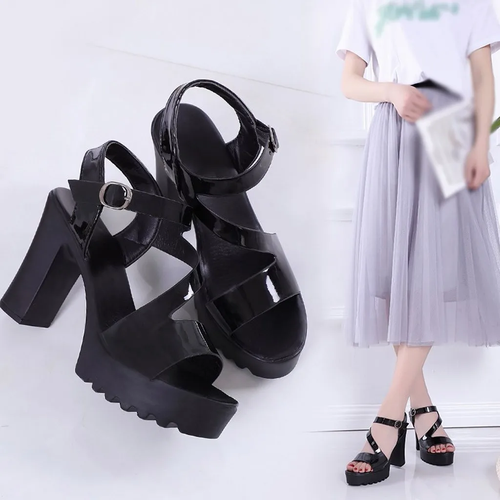 Zapatos Mujer/летние сандалии на толстой подошве с открытым носком женские туфли
