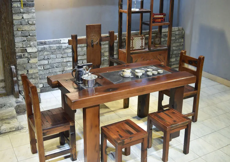 Старый корабль деревянная мебель из цельного дерева старинный чайный столик кунг-фу деревянный чай старый корабль деревянная мебель Комбинация Китайский чай ta