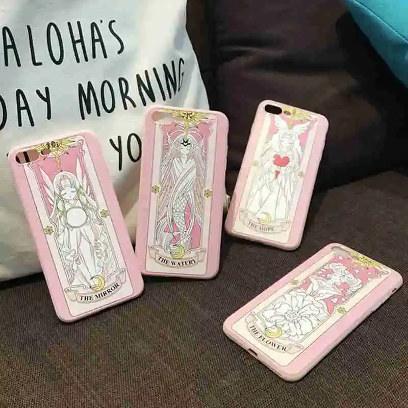

Variety Sakura Phone Case For iphone 7 8 7plus 8 plus Cases Tarot Pink Cover For iphone 6 6s 6plus 6splus X 7 case Capa tpu Soft