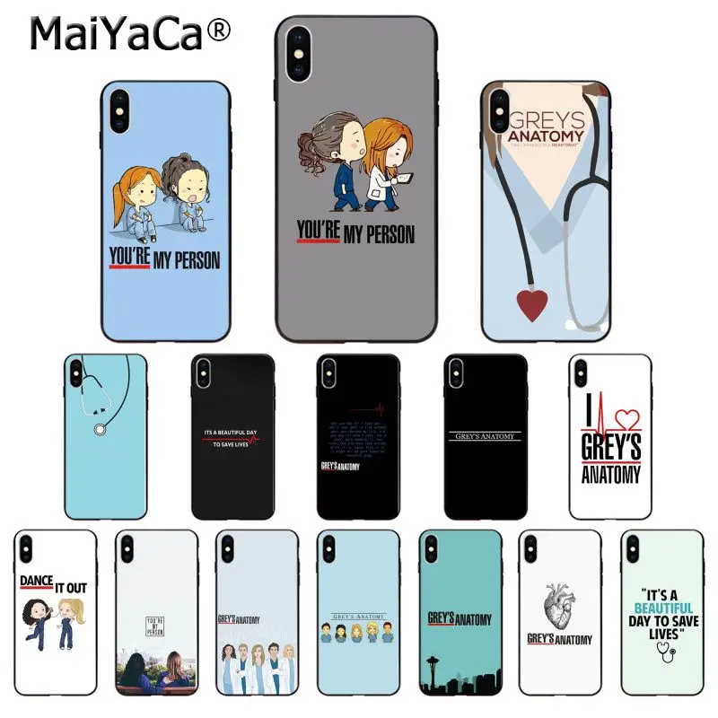 Силиконовый ТПУ мягкий черный Чехол MaiYaCa с рисунком Грей анатомии You Are My Person для