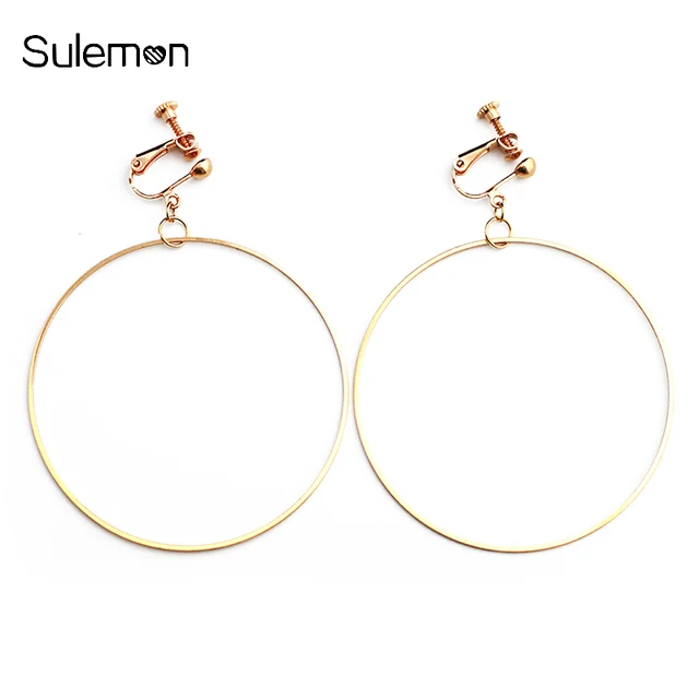 Geometric Round Clip Earrings No Pierced Ear Metal Simple Geometric Round Clip Earrings No Pierced Ear Metal Simple Without Piercing Women Minimalist