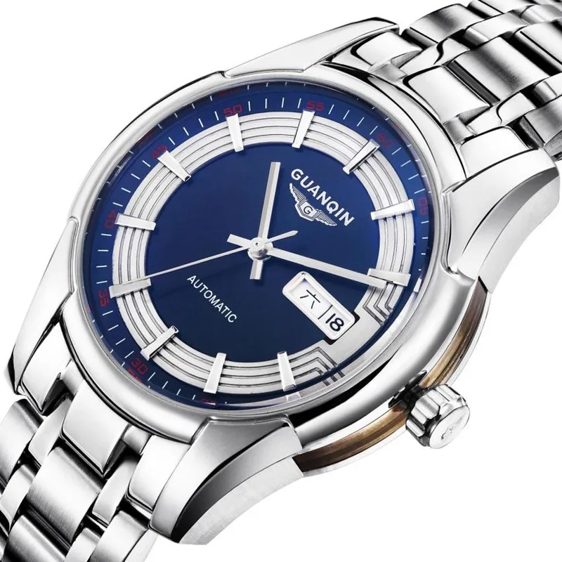 Часы мужские люксовый бренд GUANQIN Мужские механические часы водонепроницаемые 30 м календарь наручные часы из нержавеющей стали спортивные мужские часы - Цвет: Color 1