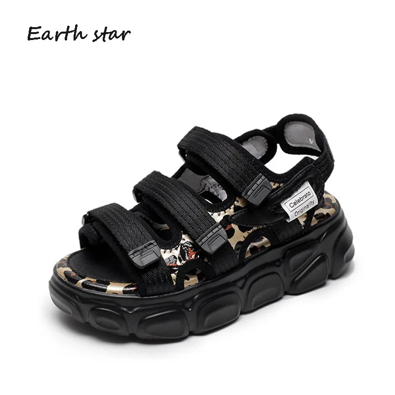 Повседневная обувь Женские пляжные сандалии на платформе zapatos de mujer Леопардовые