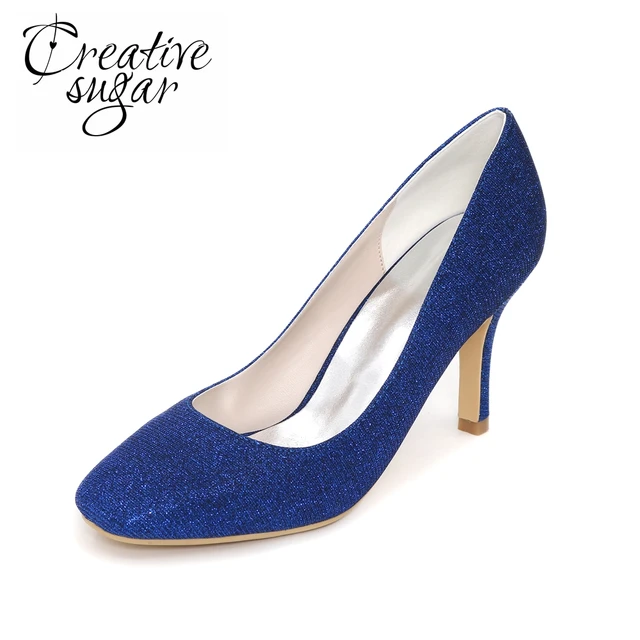 Creativesugar Sparkle Glitter Closed Toe High Heel Wedding Party Creativesugar Sparkle Glitter Closed Toe High Heel Wedding Party Tail Lady Dress Shoes Silver Gold Blue