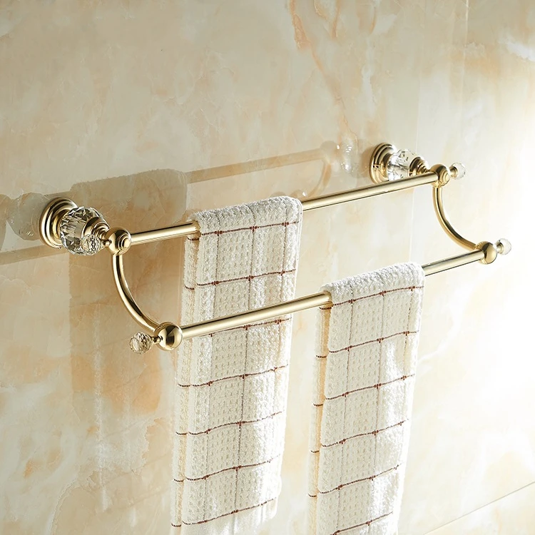 Настенное крепление Золотой держатель для полотенец для ванной комнаты рельсы для полотенец 60 см Европейский латунный полотенцесушитель набор аксессуаров для ванной