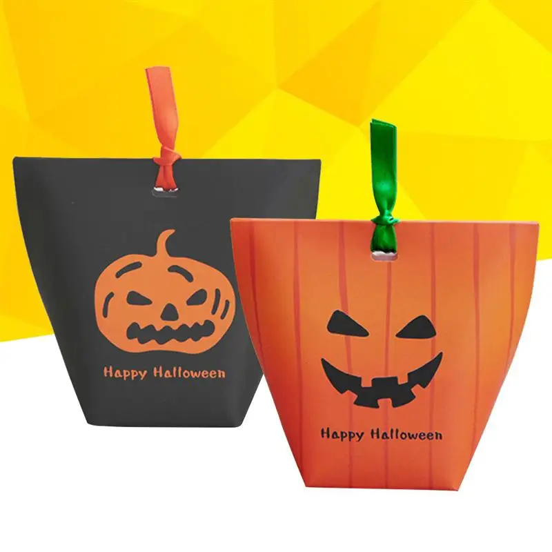 Funny Halloween Pumpkin Bag Jack O lantern Candy Gift Basket Treat or Trick Bag