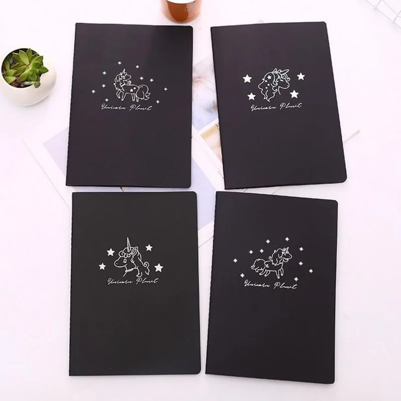 

1 Pcs Korean Hot Sale Kawaii B5 Black Unicorn Notebook Journal Planner Notebook Diary for Student Kids Gift Stationery