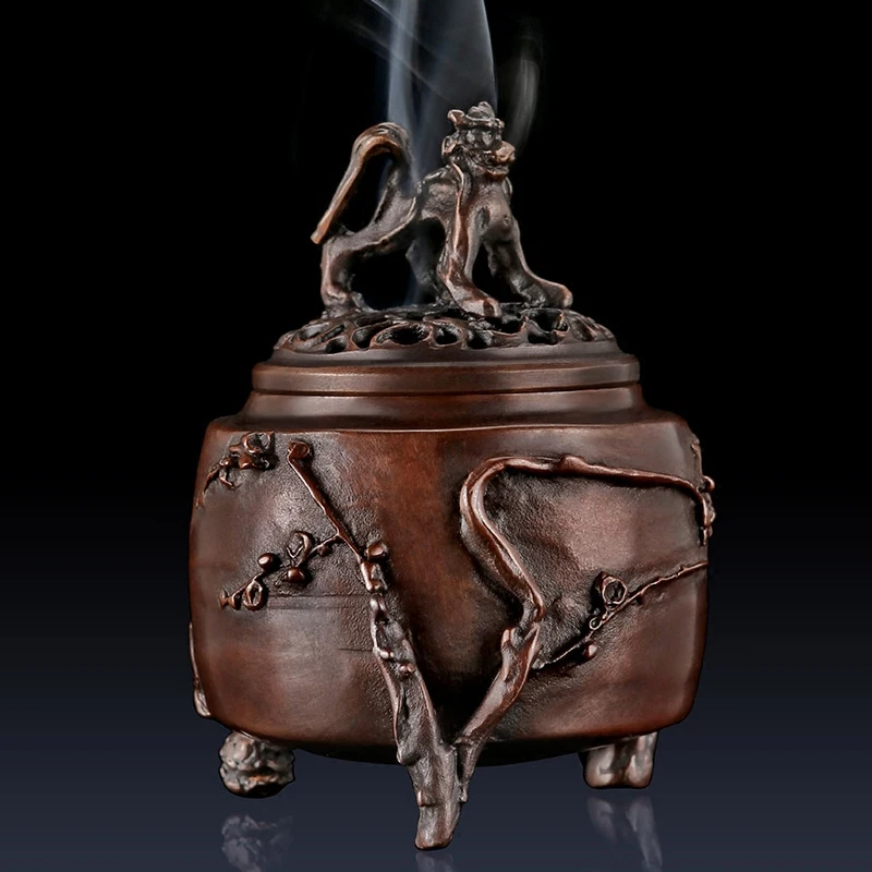 Chinese kylin incense burner copper bronze statue incenses fengshui Classical home Bronze