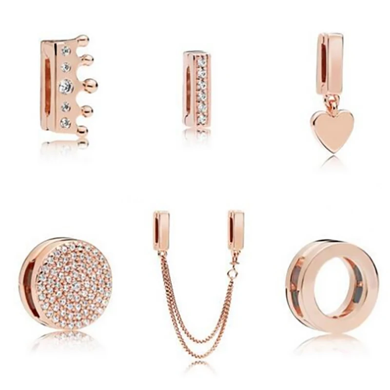 925 Sterling Silver Reflections Floating Clip Charm Rose Gold Fit Pandora Reflections Bracelet Women Jewelry 925 Sterling Silver Reflections Floating Clip Charm Rose Gold Fit Pandora Reflections Bracelet Women Jewelry