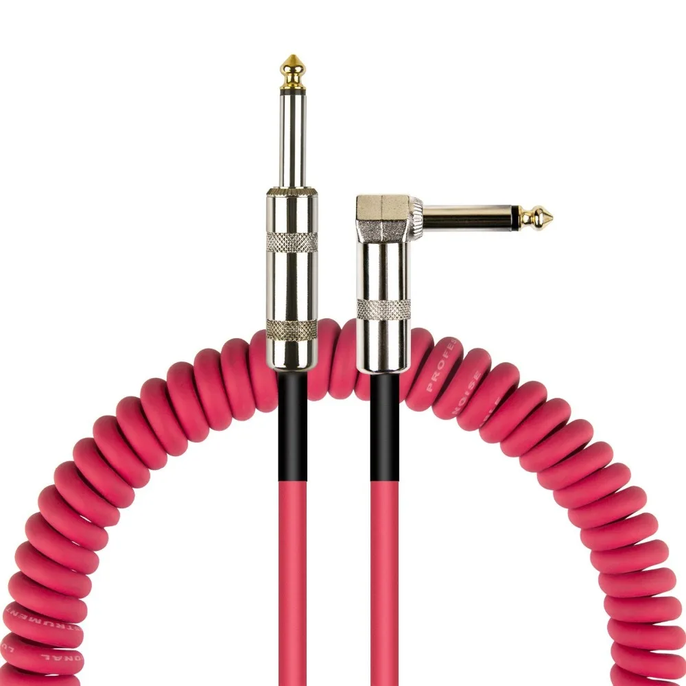 

GECKO Guitar Cable Coiled cable 1/4 Inch, Curly Straight to Right Angle Instrument Cable for Electric Guitar,