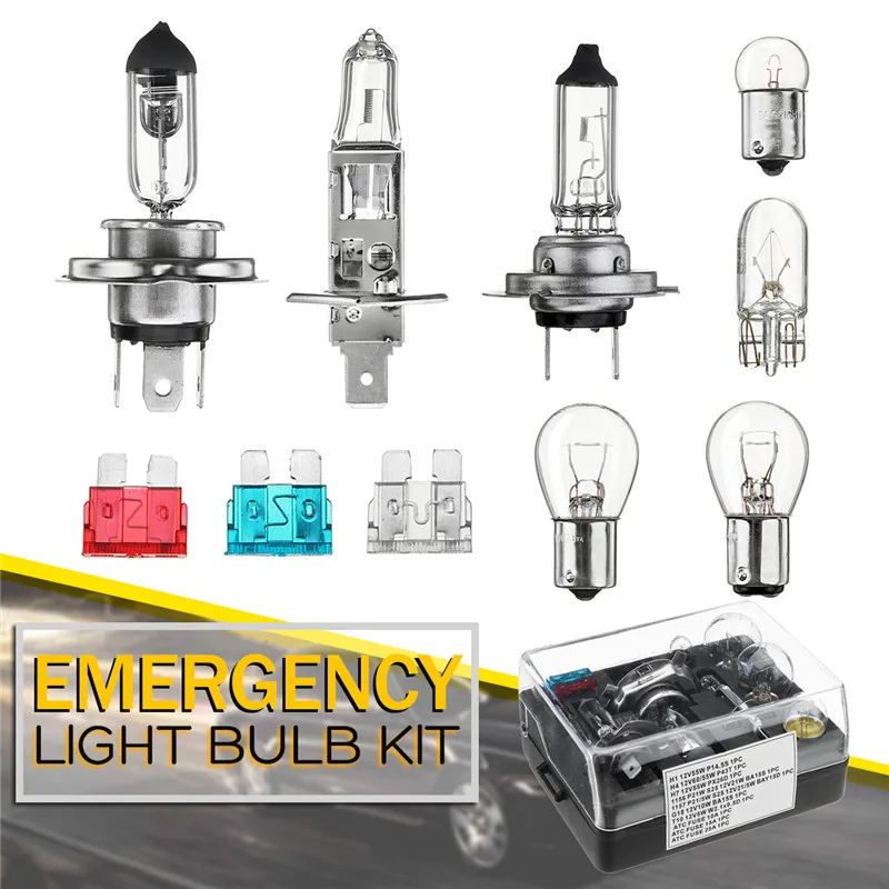 1 комплект/10 шт. аварийный запасной светильник, комплект ламп H7 H4 H1 T10 G18, противотуманная фара, головной светильник, светильник Trun Signa, галогенная лампа с предохранителем