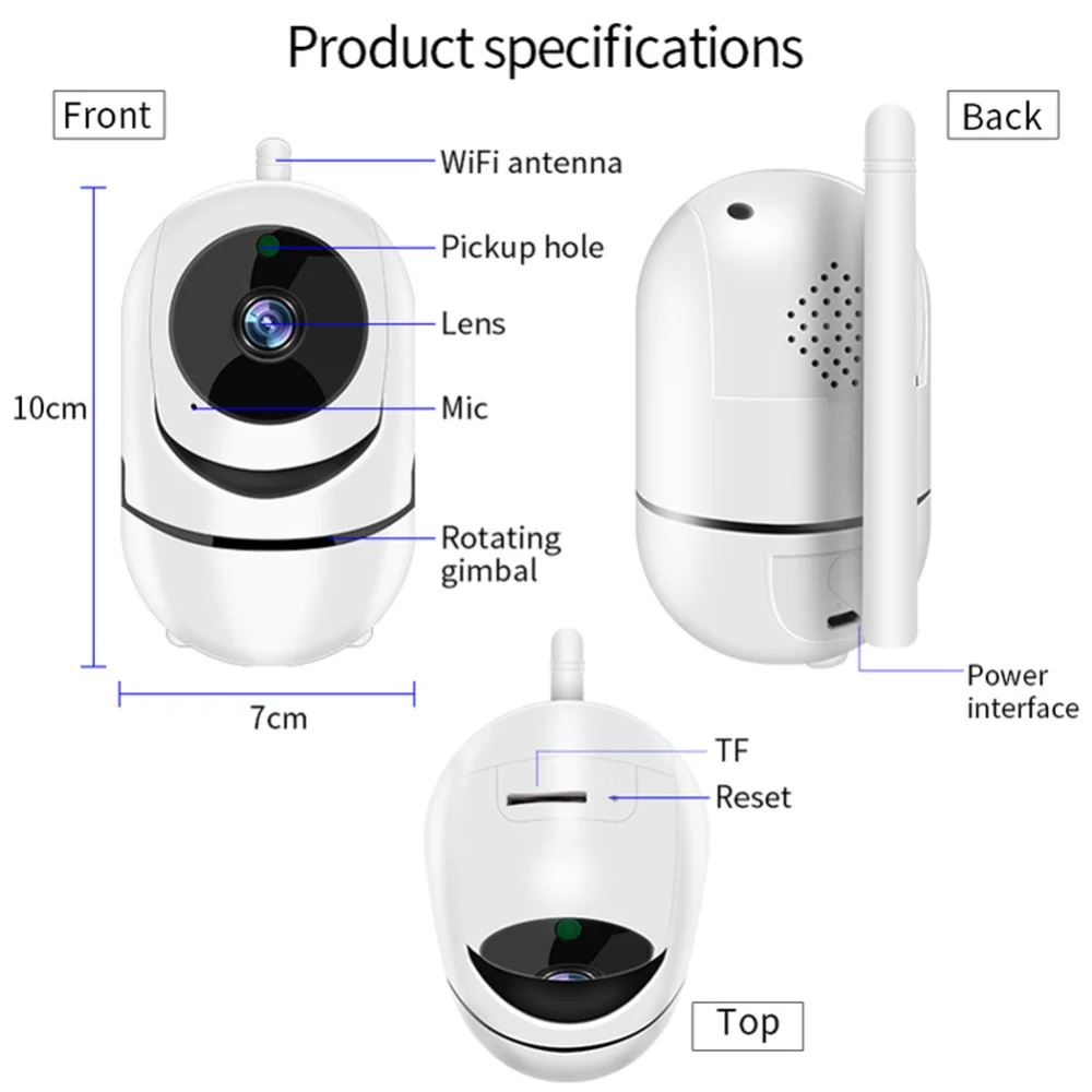 Senza fili 1280*720 P HD Smart Monitor Casa Telecamera ip di Sicurezza Wireless Wi-Fi IR Notte Bamb