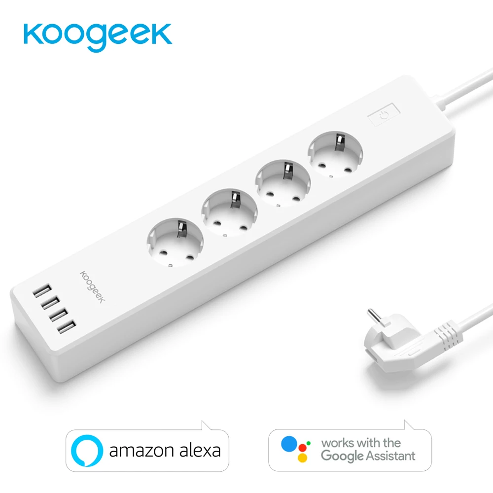 

Koogeek WiFi Smart Power Strip 4 Outlets 4 USB Ports APP Smart Remote Control EU Smart Socket Plug For Alexa Google Home IFTTT