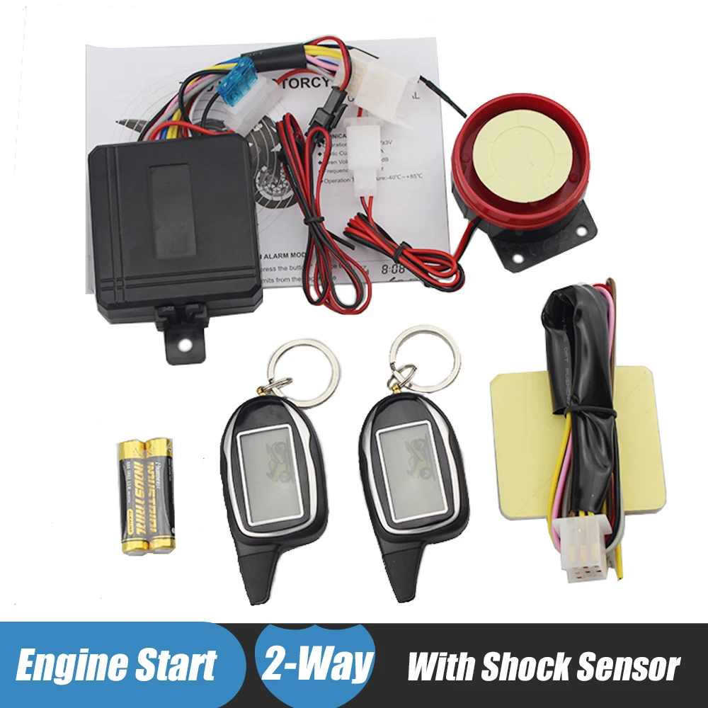 Two Way Motorcycle Alarm Anti-theft System With Shock Sensor 2 Way Motorbike Security Alarm Long Range Remote Engine Start/Stop Two Way Motorcycle Alarm Anti-theft System With Shock Sensor 2 Way Motorbike Security Alarm Long Range Remote Engine Start/Stop