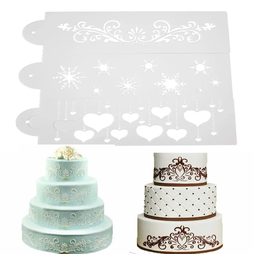 

1PC/2PC Lace Flower Border Edge Cake Stencil Decorating Sugar craft Fondant Baking Tool Side Decor Mold