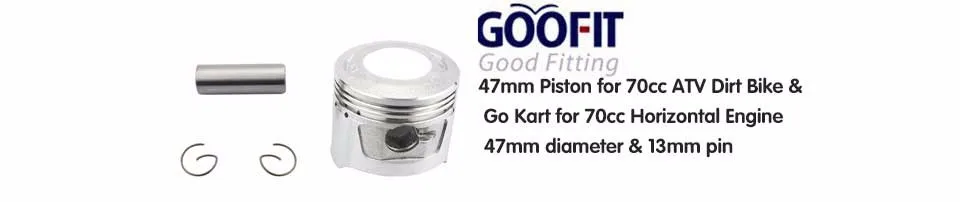 GOOFIT 47 мм поршень для 70cc горизонтальный двигатель ATV Dirt Bike& Go Kart K082-003