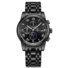 Relojes Hombre New Top Luxury Brand Stainless Steel Gold Watch Men Clock Multifunction Waterproof Mechanical Wristwatch Gift