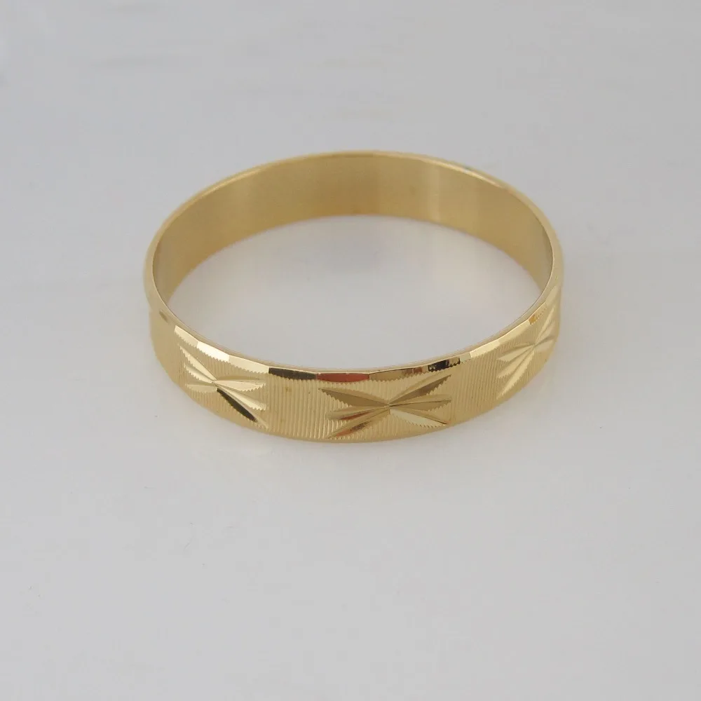FOROMANCE/ YELLOW GOLD COLOR DIAMETER 1.6&quot &amp 2.56&quot BAND WIDTH 8MM FOUR STYLES CHILD BOY GIRL ADULT CLOSED BANGLE