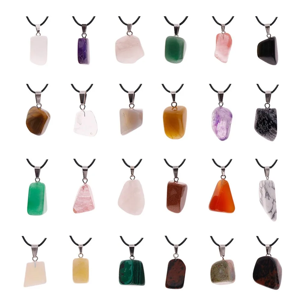 

60pcs Men women irregular fashion jewelry Lucky Moonstone Natural Stone Amulets Pendants necklace gift #276860