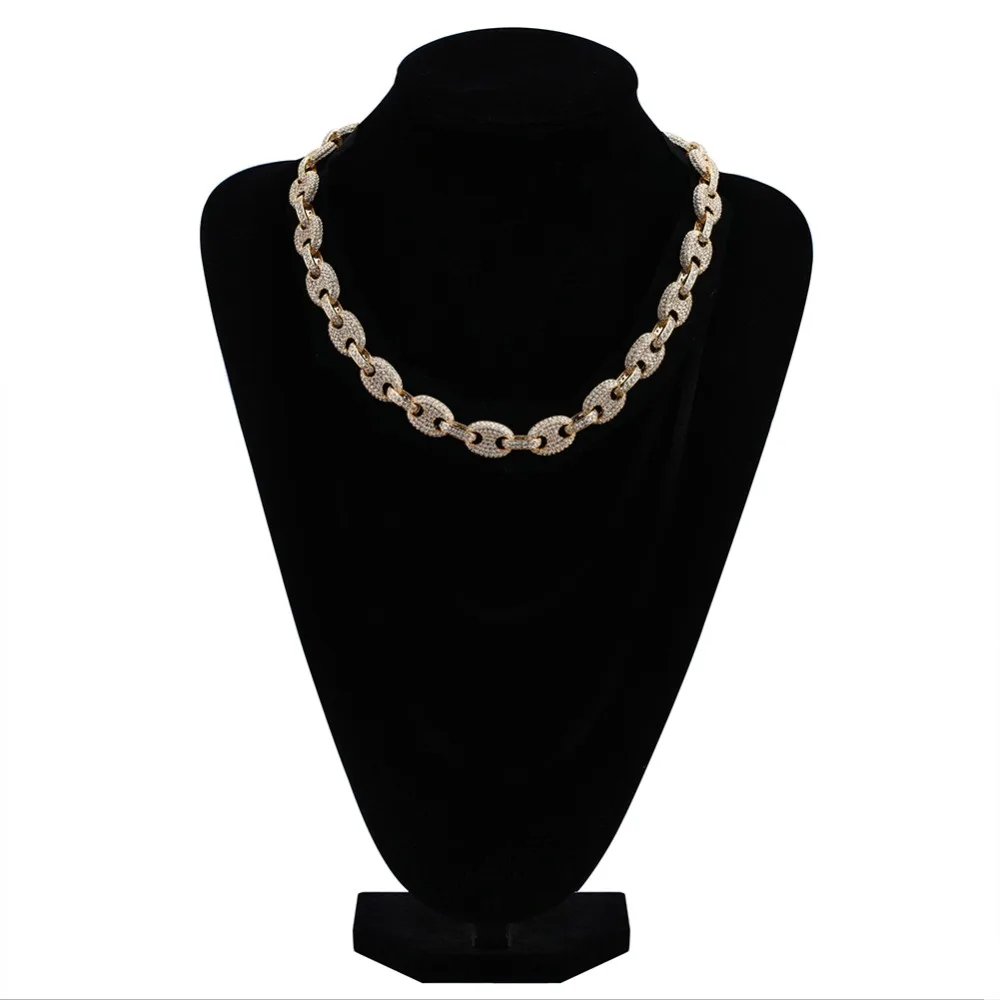  TOPGRILLZ 12 MM solide or argent couleur cubique Zircon lien collier Bling hommes Hip hop bijoux cu