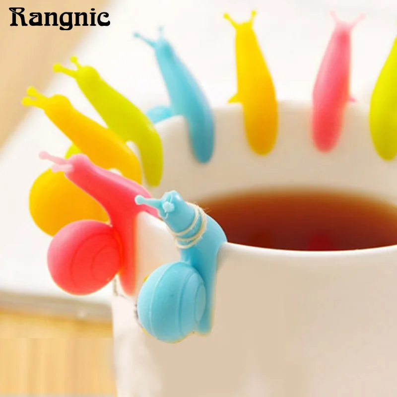 Rangnic Tea Party Tea Bag Holder Cute Snail Rubber Shape Tea Clips Cup