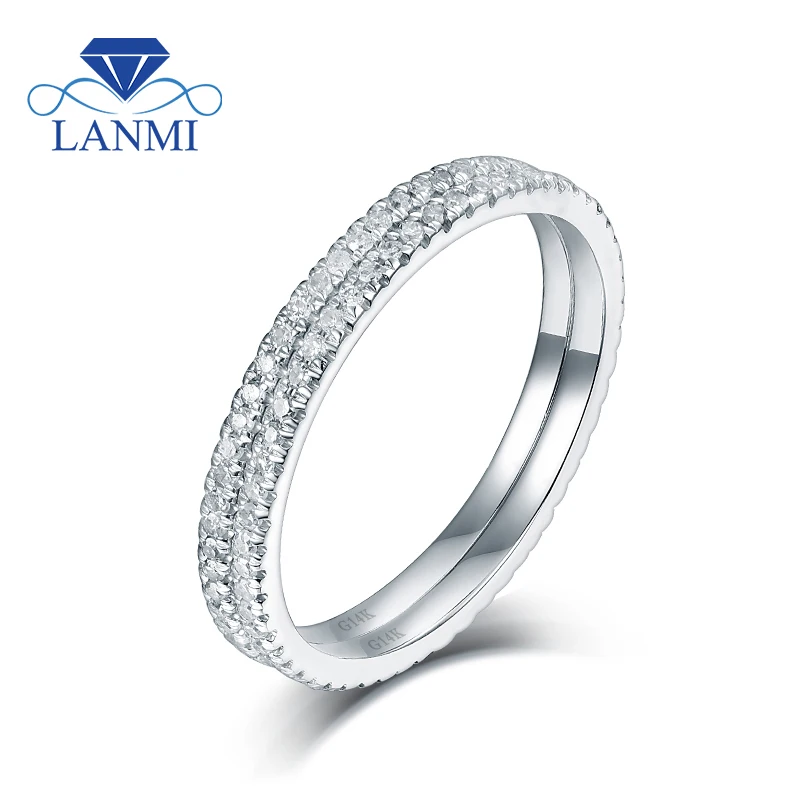 Alianzas de boda baratas con dos anillos diamantes naturales de 0,56 quilates, anillos de boda de oro blanco de 14KT R0014 - AliExpress Joyería y accesorios