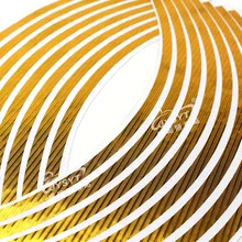 10 12 14 16 18 Motorcycle Sticker Gold Reflective Pegatinas Moto Strips Wheel Rim Adesivi For