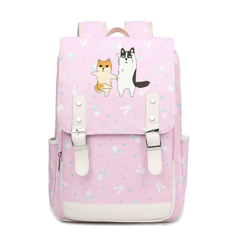 

Rabbits Design Kawaii Women Bags SHIBA INU Doge Printing Backpack Canvas School Bags for Teenage Girls Cartoon Laptop Backpack
