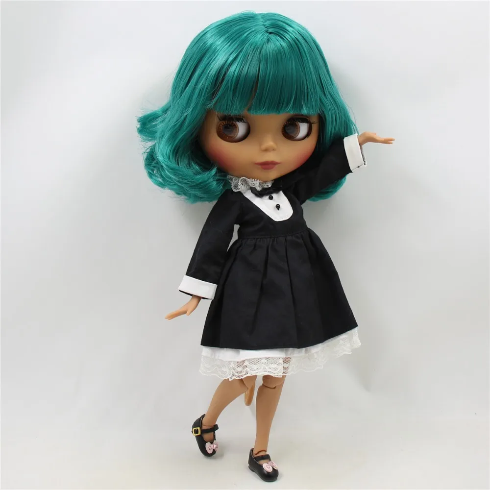 Tbl Neo Blythe Doll Short Turquoise Hair Jointed Body Dark Skin