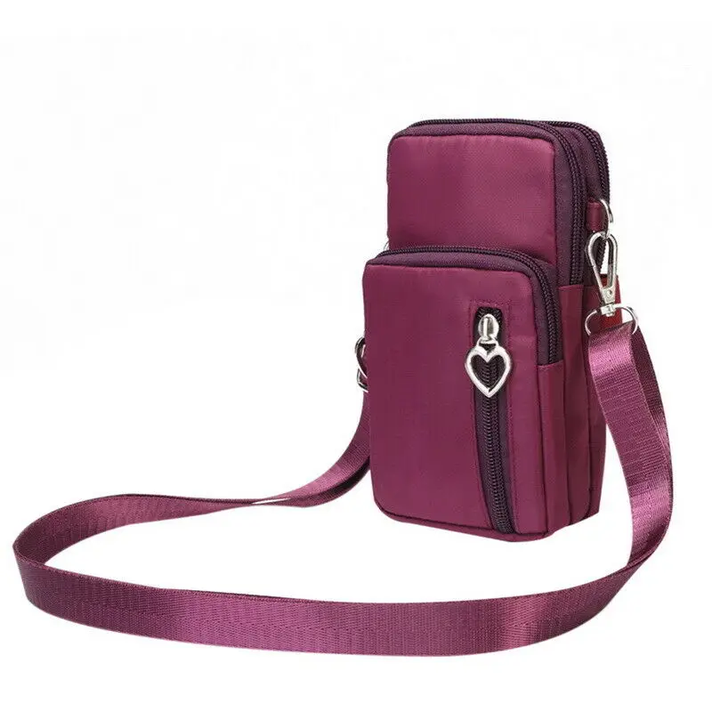Новая сумка для монет, мини нейлоновая сумка-мессенджер на плечо для сотового телефона, сумка-кошелек на ремне, водонепроницаемая сумка-кошелек - Цвет: Фиолетовый