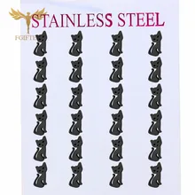 Модные серьги в виде животных, черные серьги-гвоздики в виде кошки, серьги-гвоздики из нержавеющей стали, опт, 12 пар, ювелирное изделие, подарок