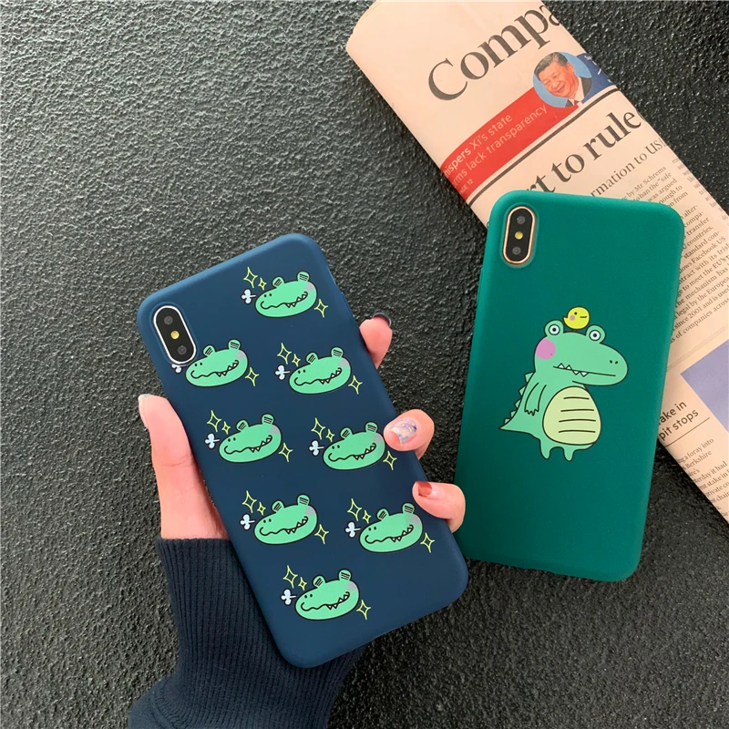 Cute cartoon dinosaur pure color soft shell phone Case For Apple iphone 6 6s 7 8 Plus X XS XR MAX |