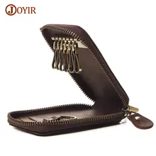 Joyir 100% Genuine Leather Key Wallets Women Key Holder Purse Men Zipper Car Key Case Casual Package Head Layer Cowhide Bag K013