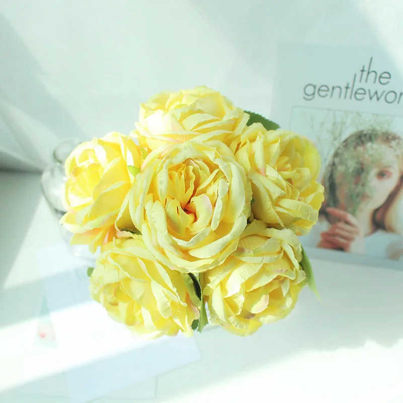 artificial flowers peony bouquet wedding silk roses  (50)