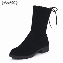 

YOMISOY Autumn Winter Plus Size Martin Boots Lace Up Shoes Woman Platform Botines Mujer 2018 Designer Round Toe Boots Women