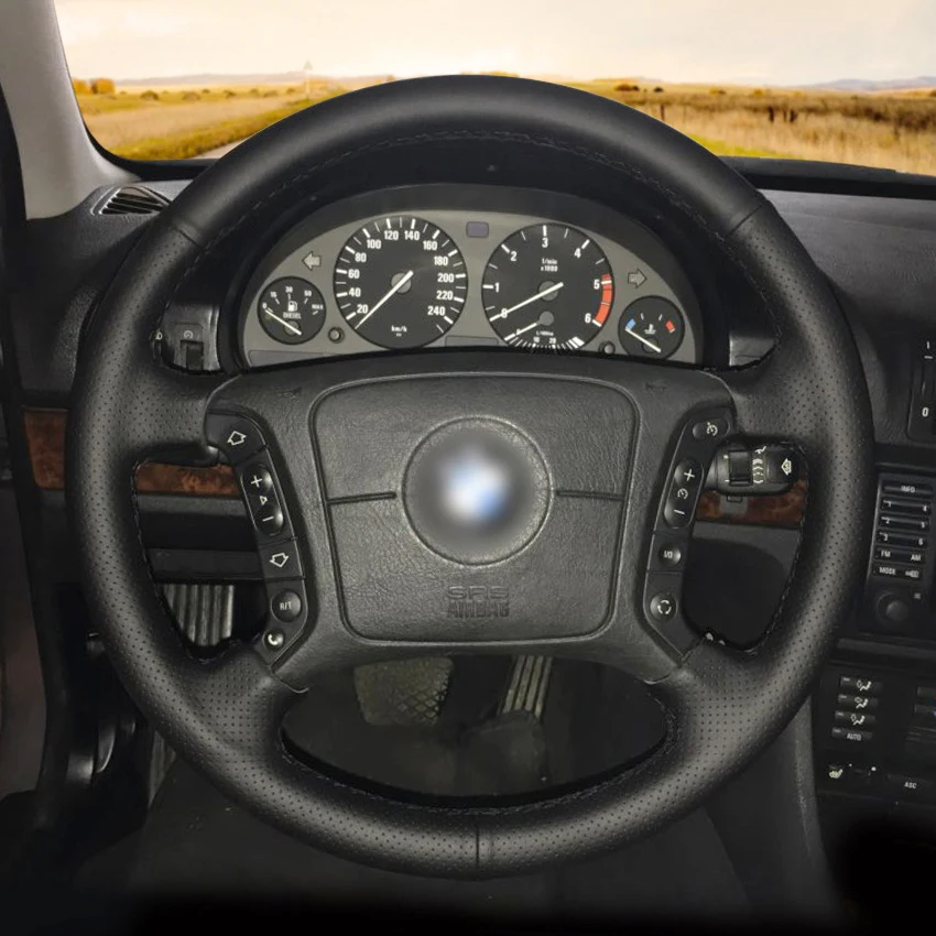 Чехол рулевого колеса автомобиля MEWANT из черной искусственной кожи для BMW E46 318i 325i