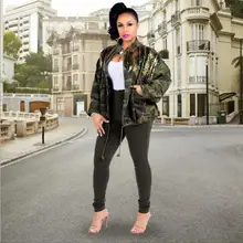 Для женщин камуфляжное пальто Для женщин с длинными рукавами и камуфляжным принтом Куртка женская верхняя одежда Повседневное пальто в полоску с блестками FR1097