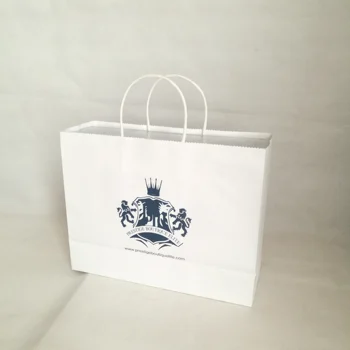 

Wholesales 500pcs/lot Custom Paper Bag Printed your own Logo White Kraft Fashionable Shopping Packaging Bags