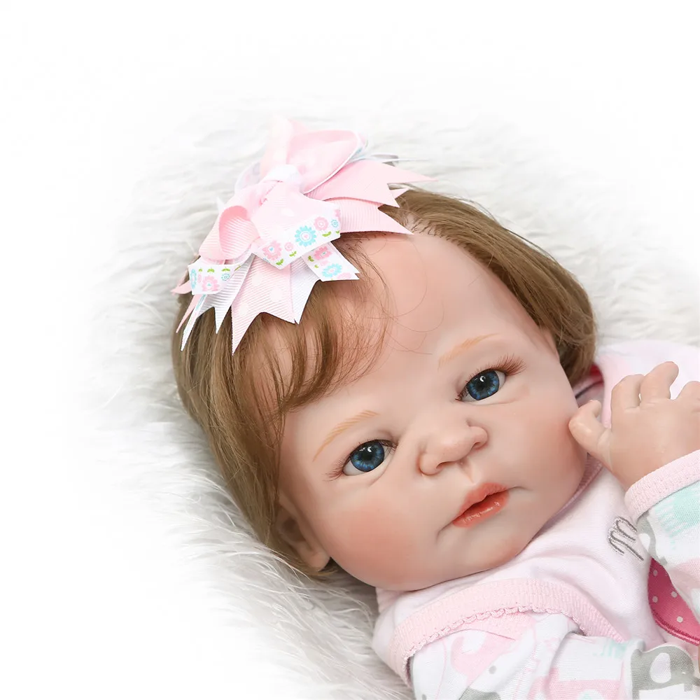 

NPK Bebes reborn girl 23" 56cm cameron awake newborn babies full body silicone reborn dolls for children gift bonecas reborn