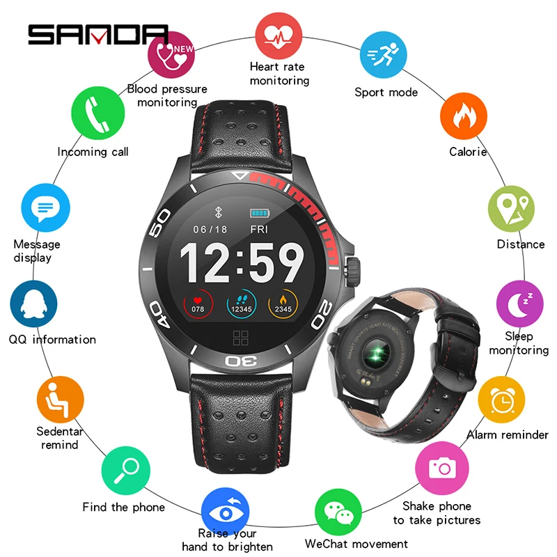

SANDA Smart Watch CK21 IP67 Waterproof Heart Rate Monitor Blood Pressure Fitness Tracker Men Women Smartwatch For IOS Android