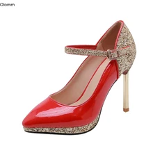 Olomm/женские туфли-лодочки на платформе пикантные туфли-лодочки на высоком тонком каблуке Великолепная обувь с острым носком для ночного клуба, 5 цветов женская обувь, большие размеры США 3-10,5